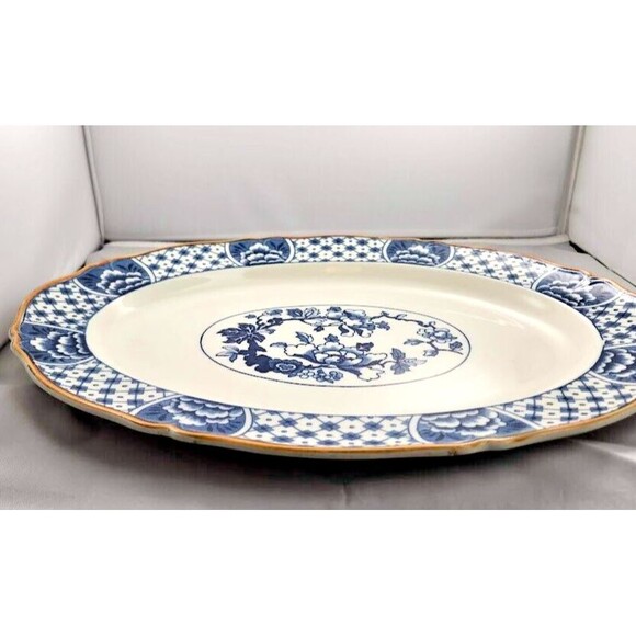 Wood and Sons England Stanley Blue Oval Platter - Picture 2 of 10